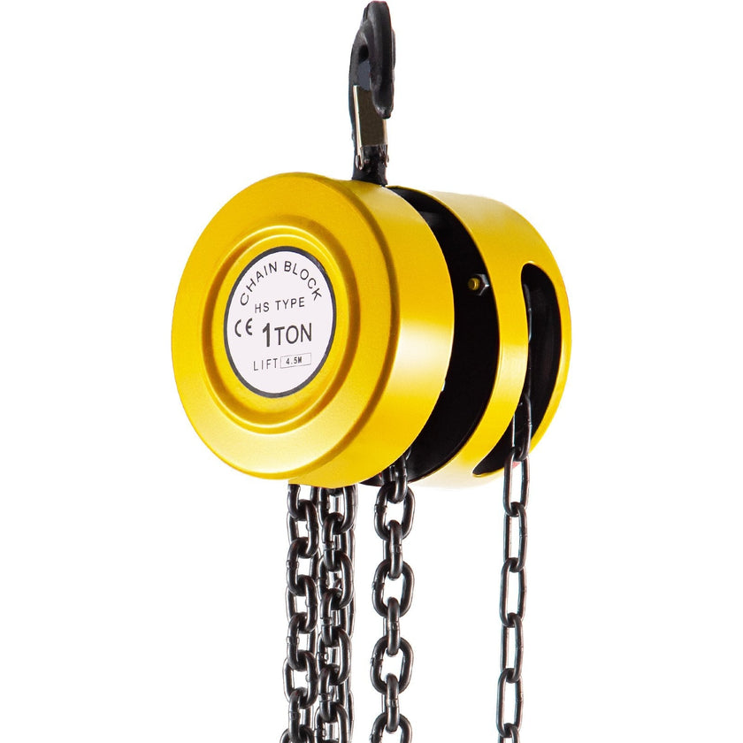 VEVOR Hand Chain Hoist, 2200 lbs /1 Ton Capacity Chain Block, 15ft/4.5m Lift Manual Hand Chain Block, Manual Hoist w/ Industrial-Grade Steel Construction for Lifting Good in Transport & Workshop, Yell