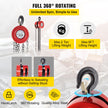 VEVOR Hand Chain Hoist, 4400 lbs /2 Ton Capacity Chain Block, 8ft/2.5m Lift Manual Hand Chain Block, Manual Hoist w/ Industrial-Grade Steel Construction for Lifting Good in Transport & Workshop, Red