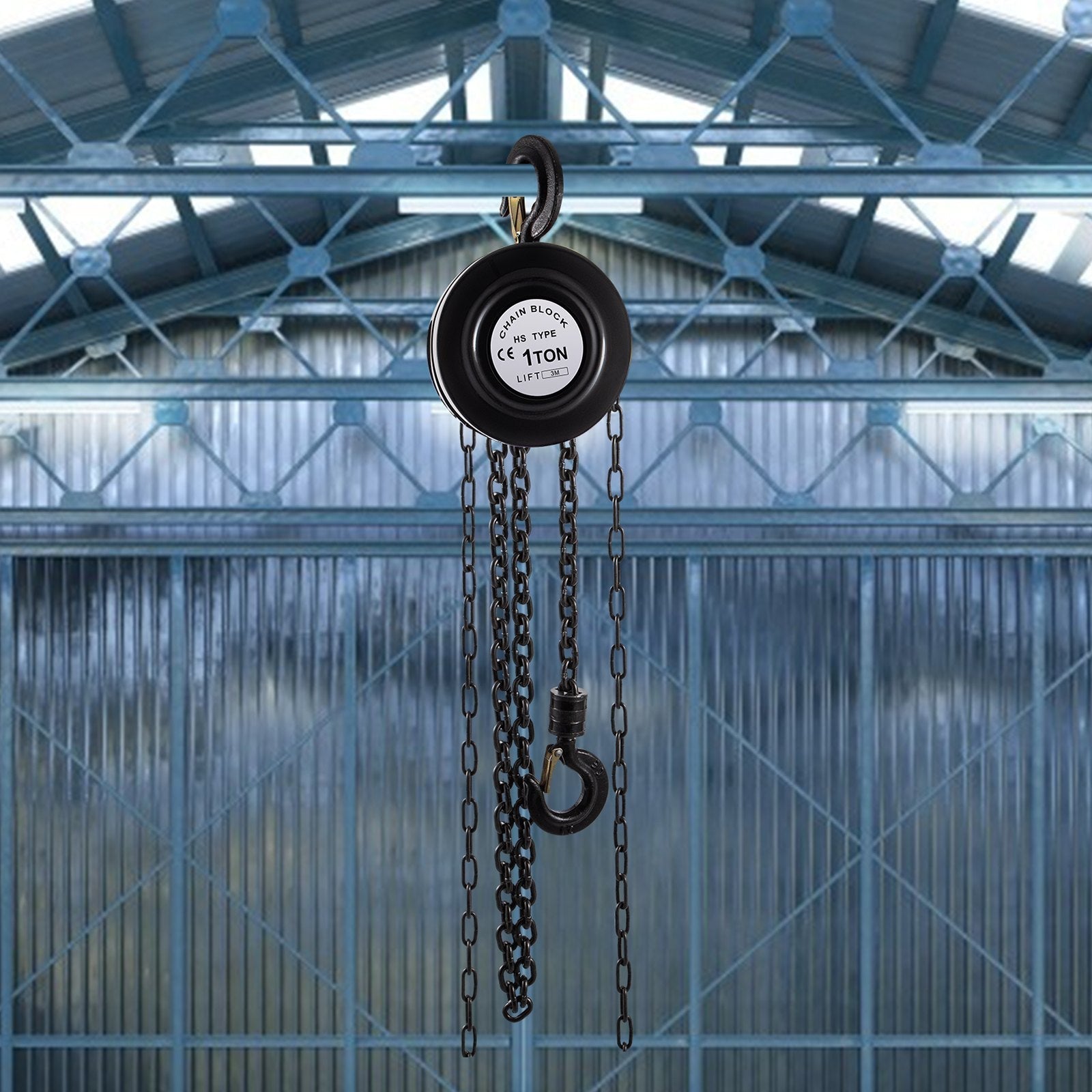 VEVOR Hand Chain Hoist, 2200 lbs /1 Ton Capacity Chain Block, 10ft/3m Lift Manual Hand Chain Block, Manual Hoist w/ Industrial-Grade Steel Construction for Lifting Good in Transport & Workshop, Black