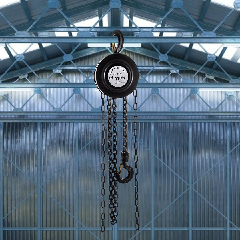 VEVOR Hand Chain Hoist, 2200 lbs /1 Ton Capacity Chain Block, 10ft/3m Lift Manual Hand Chain Block, Manual Hoist w/ Industrial-Grade Steel Construction for Lifting Good in Transport & Workshop, Black