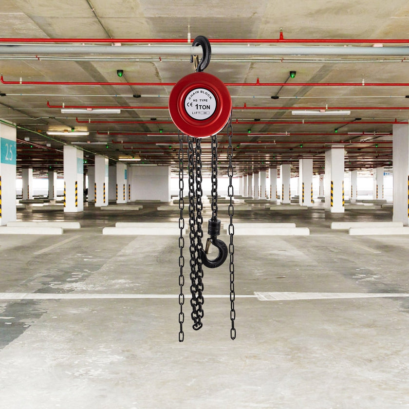 VEVOR Hand Chain Hoist, 2200 lbs /1 Ton Capacity Chain Block, 10ft/3m Lift Manual Hand Chain Block, Manual Hoist w/ Industrial-Grade Steel Construction for Lifting Good in Transport & Workshop, Red