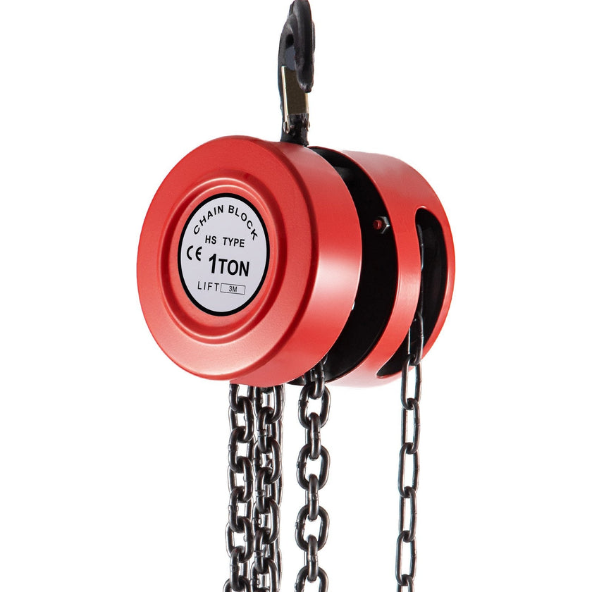 VEVOR Hand Chain Hoist, 2200 lbs /1 Ton Capacity Chain Block, 10ft/3m Lift Manual Hand Chain Block, Manual Hoist w/ Industrial-Grade Steel Construction for Lifting Good in Transport & Workshop, Red