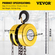 VEVOR Hand Chain Hoist, 2200 lbs /1 Ton Capacity Chain Block, 20ft/6m Lift Manual Hand Chain Block, Manual Hoist w/ Industrial-Grade Steel Construction for Lifting Good in Transport & Workshop, Yellow