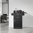 VEVOR Salon Storage Cabinet, Barber Salon Station for Hair Stylist, Hair Stylist Station Set, with 6 Sleeves, 1 Storage Cabinet, and 2 Drawers(One Lockable), Black