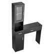 VEVOR Salon Station, Wall Mount Barber Salon Station for Hair Stylist, Beauty Spa Furniture Set, 1 Storage Cabinet, 3 Cubbies and 2 Drawers(One Lockable), Black