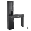 VEVOR Salon Station, Wall Mount Barber Salon Station for Hair Stylist, Beauty Spa Furniture Set, 1 Storage Cabinet, 3 Cubbies and 2 Drawers(One Lockable), Black