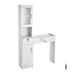 VEVOR Salon Station, Wall Mount Barber Salon Station for Hair Stylist, Beauty Spa Furniture Set, 1 Storage Cabinet, 3 Cubbies and 2 Drawers(One Lockable), White