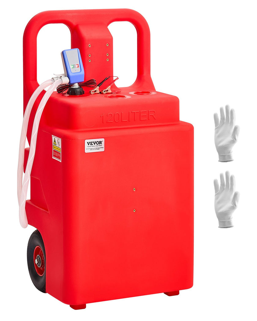 VEVOR Fuel Caddy 32 Gallon Fuel Tank with 12V DC 2.5 GPM Electric Transfer Pump