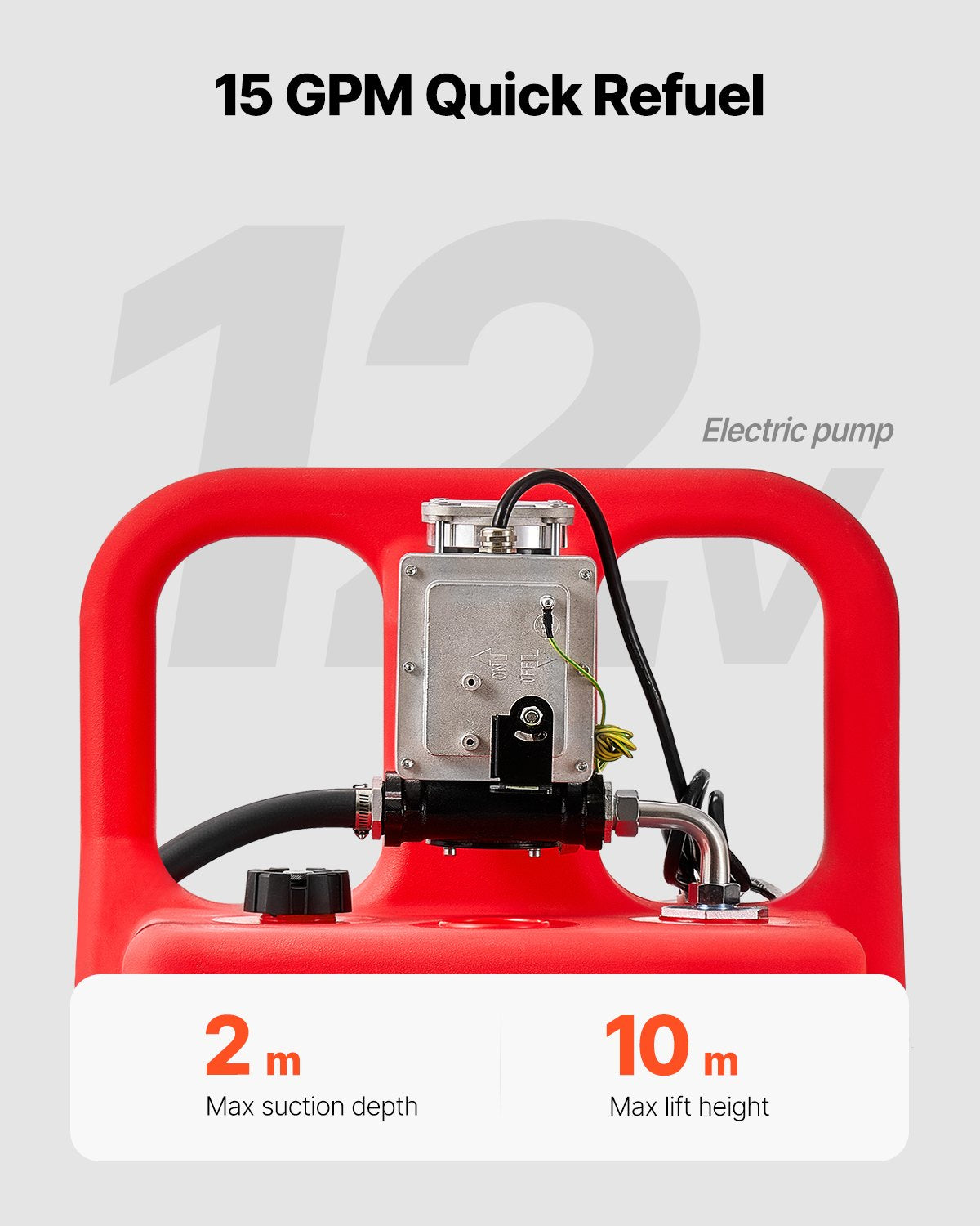 VEVOR Fuel Caddy 32 Gallon Fuel Tank with 12V DC 15 GPM Electric Transfer Pump
