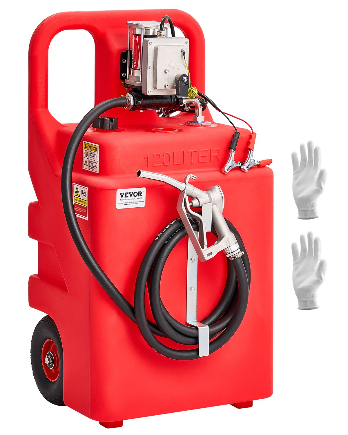 VEVOR Fuel Caddy 32 Gallon Fuel Tank with 12V DC 15 GPM Electric Transfer Pump