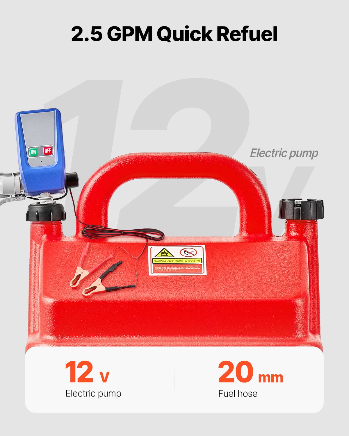 VEVOR Fuel Caddy 16 Gallon Portable Fuel Tank with 12V DC Electric Transfer Pump