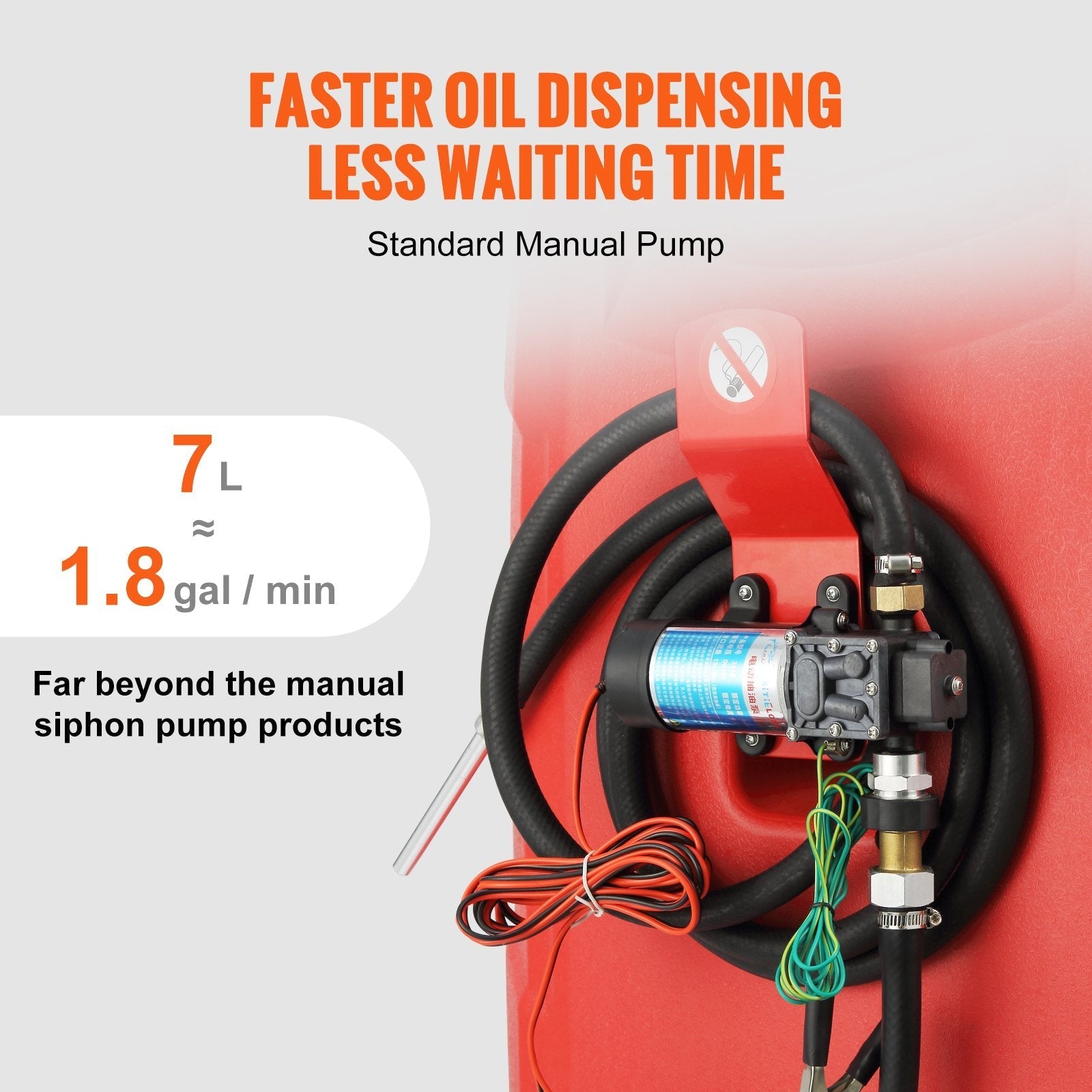 VEVOR Fuel Caddy, 32 Gallon, Portable Fuel Storage Tank On-Wheels, with 12V DC Transfer Pump, Gasoline Diesel Fuel Container with 8.2 ft Hose, Flow Rate 7L/min, for Trucks, Boats, Lawn Mowers