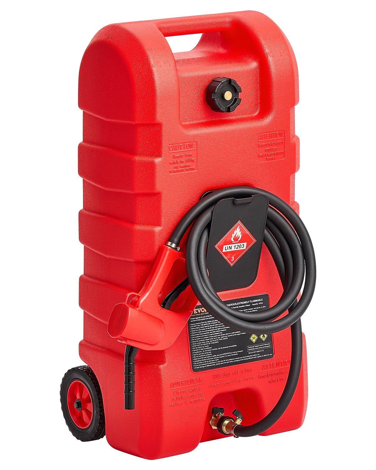 VEVOR Fuel Caddy 15 Gallon Portable Fuel Tank with Gravity & Hand Pump Modes