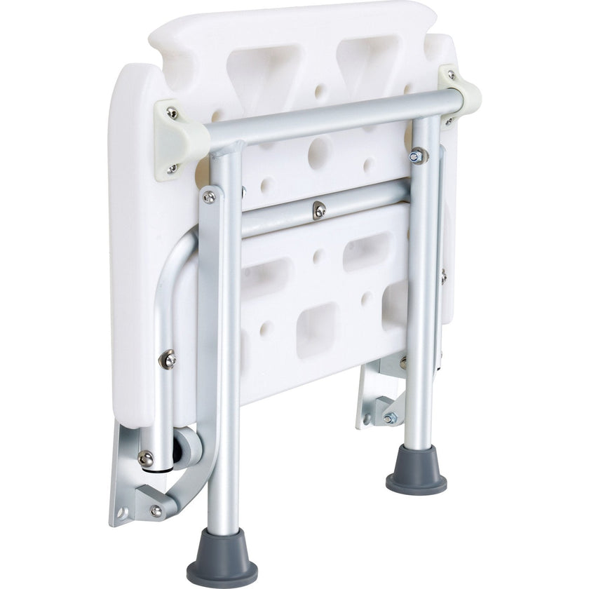 VEVOR Folding PE Shower Seat, 15.7'' x 14.8'' Unfolded, Wall Mounted Fold Up Shower Bench with 500 lbs Load Capacity, Space Saving Fold Down Shower Chair for Seniors Pregnant Women Children Adults