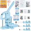 VEVOR Button Maker, 1/1.25/2.28 inch(25/32/58mm) 3-IN-1 Pin Maker, 300pcs Button Parts, Button Maker Machine with Panda Magic Book, Ergonomic Arc Handle Punch Press Kit, For Children DIY Gifts, Blue