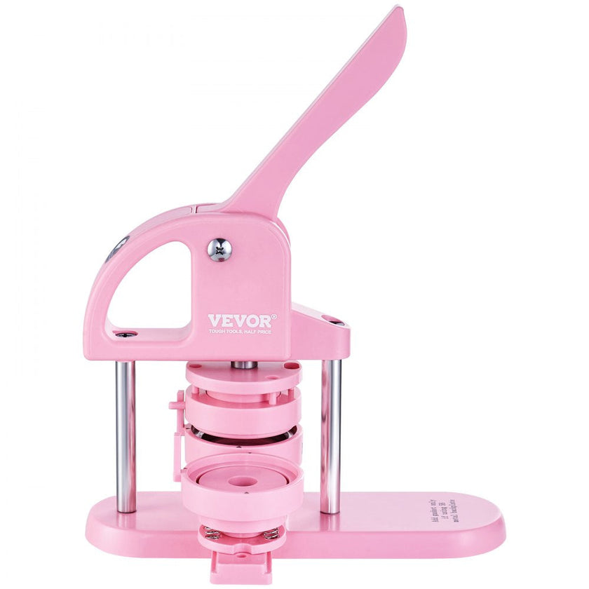 VEVOR Button Maker, 1/1.25/2.28 inch(25/32/58mm) 3-IN-1 Pin Maker, 300pcs Button Parts, Button Maker Machine with Panda Magic Book, Ergonomic Arc Handle Punch Press Kit, For Children DIY Gifts, Pink