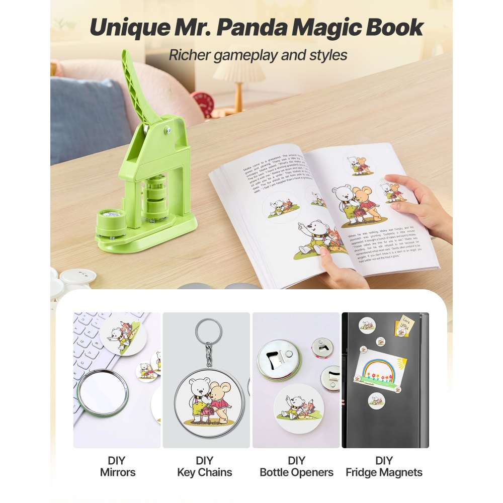 32mm DIY Button Badge Maker Press Kit with 500 Pin Parts, Circle Cutter & Craft Accessories