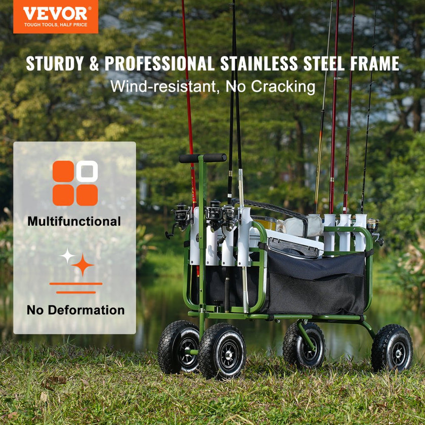 VEVOR Beach Fishing Cart, 300 lbs Load Capacity, Foldable Fish and Marine Cart with Four 11
