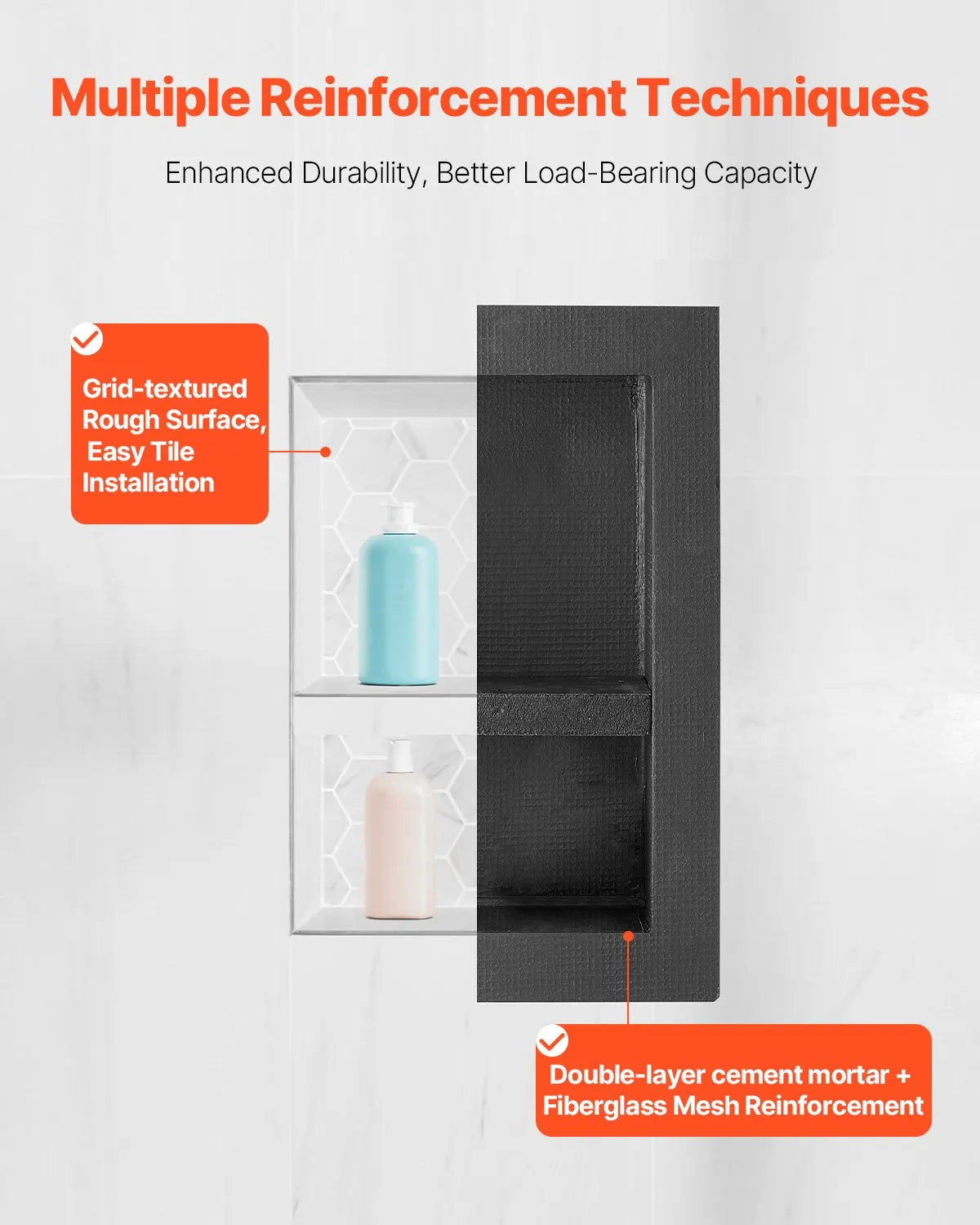 VEVOR Shower Niche 16 x 20 x 4 inch Recessed Wall Divider Shelf for Bathroom