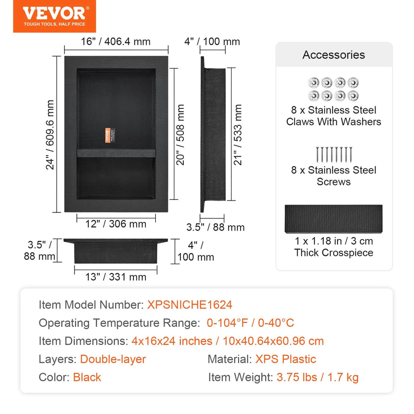 VEVOR Shower Niche Ready for Tile 16