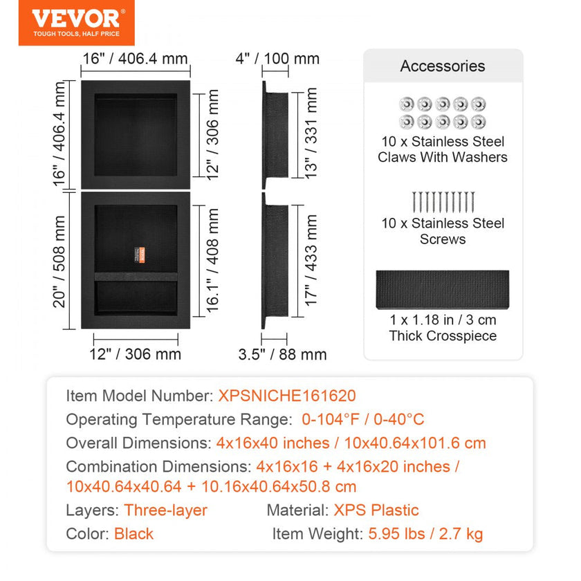 VEVOR Shower Niche Ready for Tile 16