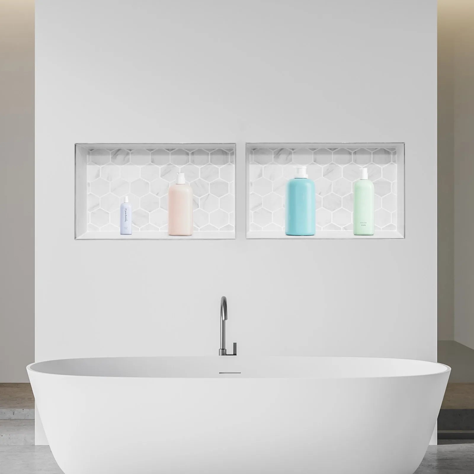 VEVOR Shower Niche, Recessed Wall Shelf, Bathroom Storage Shelf, Four-Layer Shower Niche, Waterproof Bathroom Shelf, XPS Plastic Wall Niche, Grid-Textured Storage Shelf, Modern Shower Storage, Dual-Unit Wall Shelf, Easy Install Bathroom Niche