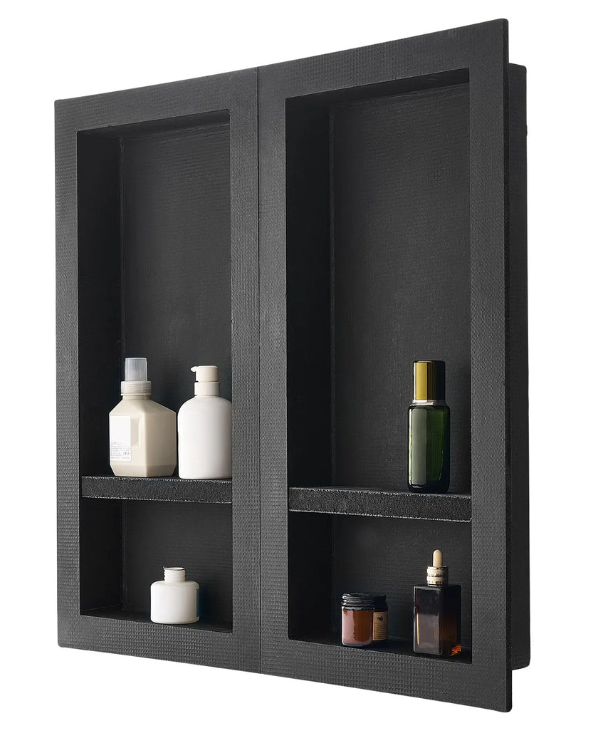 VEVOR Shower Niche, Recessed Wall Shelf, Bathroom Storage Shelf, Four-Layer Shower Niche, Waterproof Bathroom Shelf, XPS Plastic Wall Niche, Grid-Textured Storage Shelf, Modern Shower Storage, Dual-Unit Wall Shelf, Easy Install Bathroom Niche