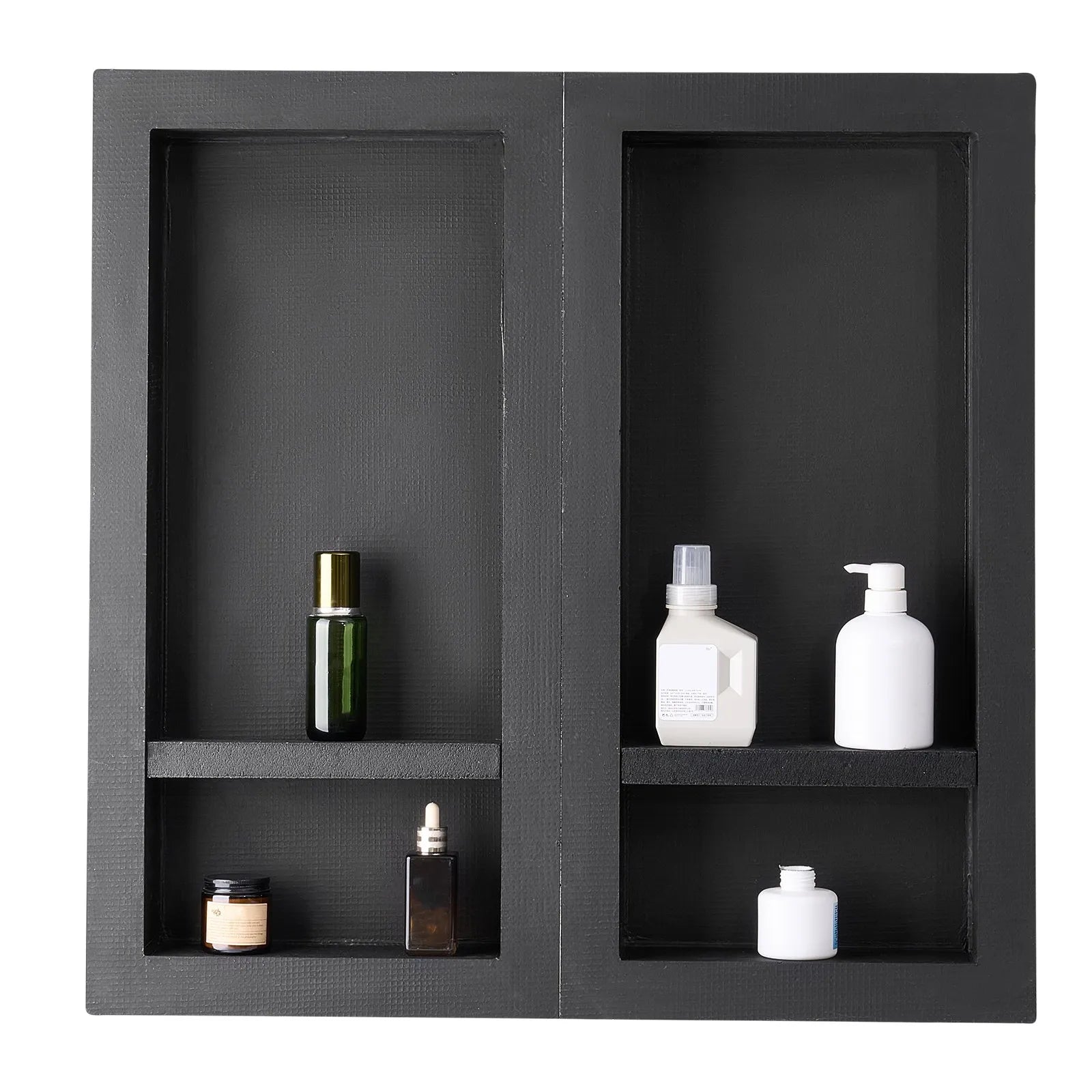 VEVOR Shower Niche, Recessed Wall Shelf, Bathroom Storage Shelf, Four-Layer Shower Niche, Waterproof Bathroom Shelf, XPS Plastic Wall Niche, Grid-Textured Storage Shelf, Modern Shower Storage, Dual-Unit Wall Shelf, Easy Install Bathroom Niche
