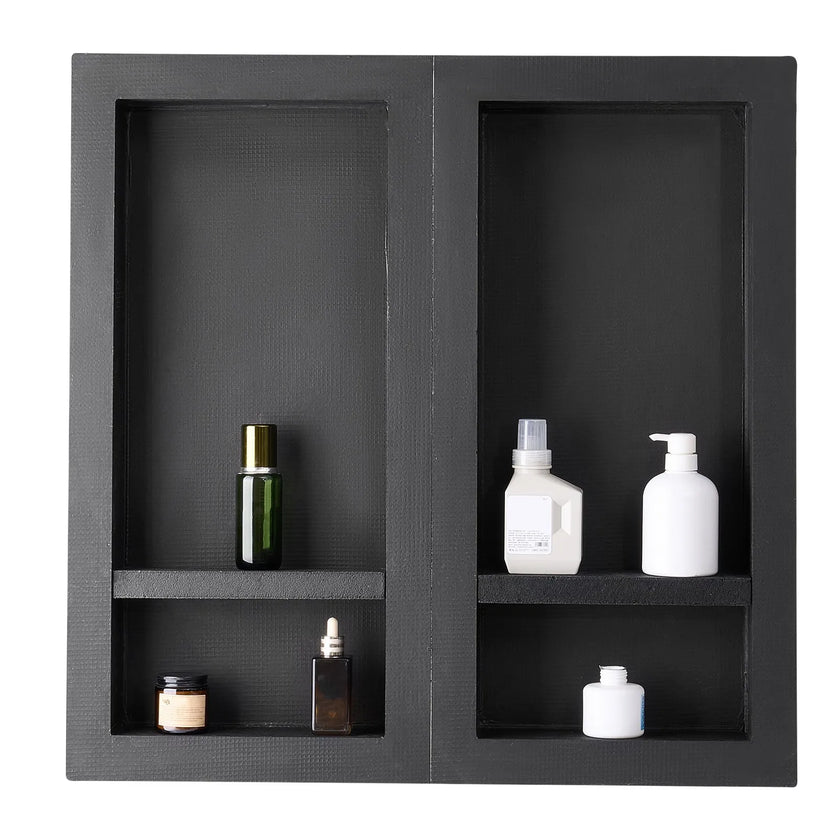 VEVOR Shower Niche, Recessed Wall Shelf, Bathroom Storage Shelf, Four-Layer Shower Niche, Waterproof Bathroom Shelf, XPS Plastic Wall Niche, Grid-Textured Storage Shelf, Modern Shower Storage, Dual-Unit Wall Shelf, Easy Install Bathroom Niche