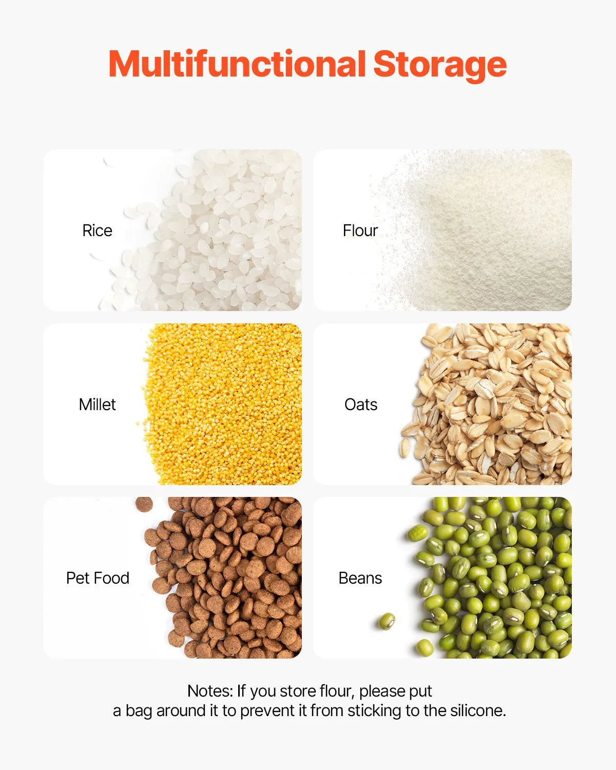 VEVOR Ingredient Storage Bin, 11.4 Gallon Capacity Shelf Ingredient Bin, 280 Cup Flour Bins on Wheels Commercial Prosave Shelf-storage Ingredient Bin with Lid and Scoop Rice Bin for Kitchen White