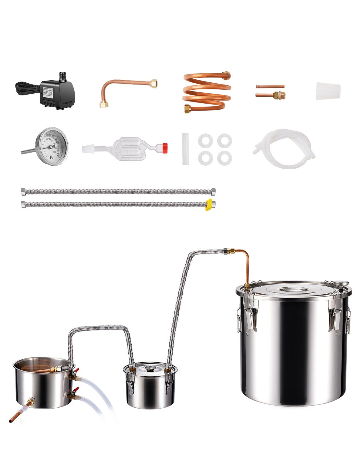 VEVOR Moonshine Still Water Alcohol Distiller 13.2Gal w/Thumper Keg & Water Pump
