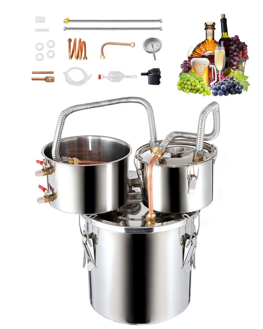 VEVOR Moonshine Still Water Alcohol Distiller 3Gal w/Thumper Keg & 8W Water Pump