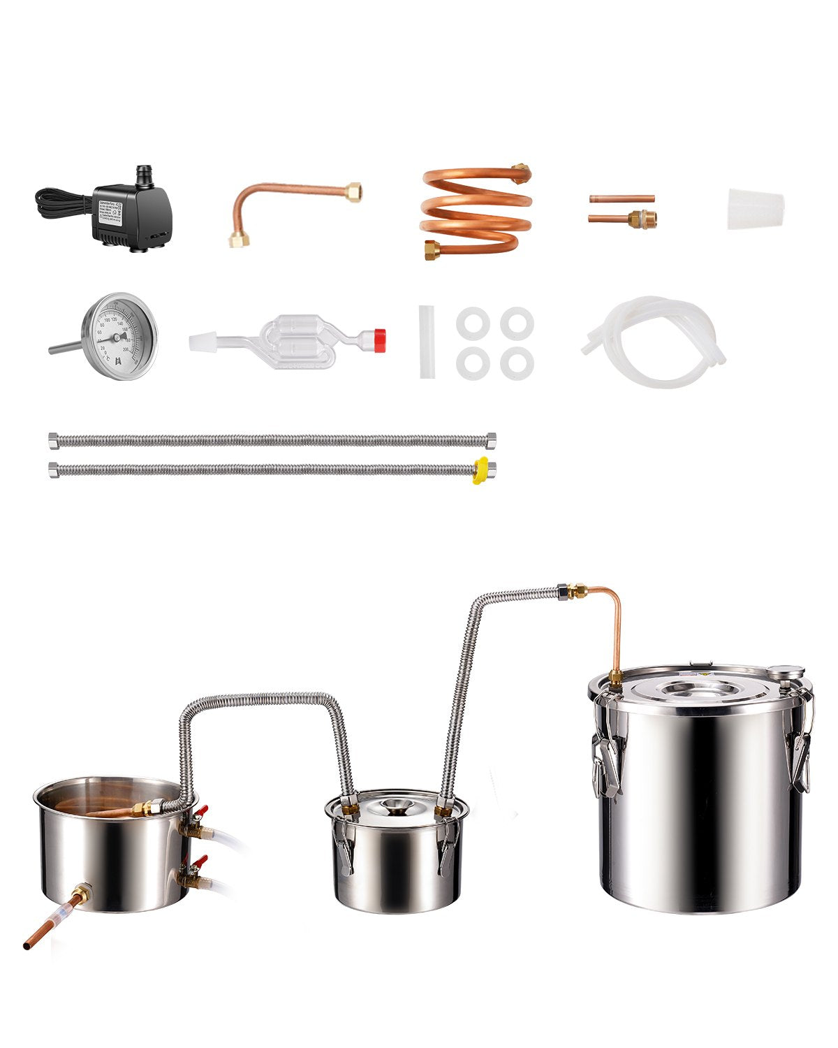 VEVOR Moonshine Still Water Alcohol Distiller 5Gal w/Thumper Keg & 8W Water Pump