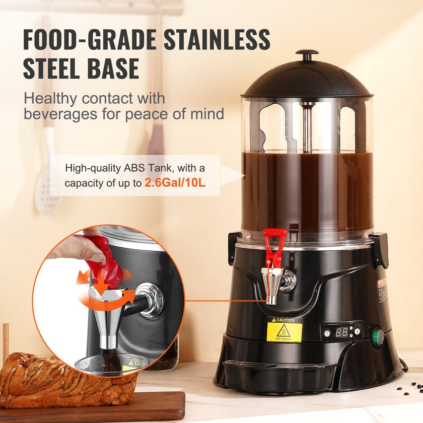 VEVOR Hot Chocolate Dispenser 2.6 Gal / 10 L Hot Chocolate Machine for Hot Drink
