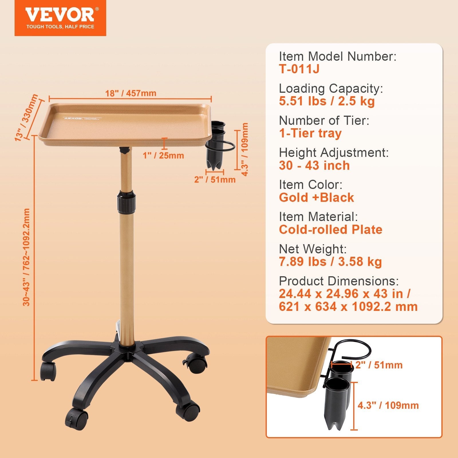 VEVOR Salon Tray Cart, 30
