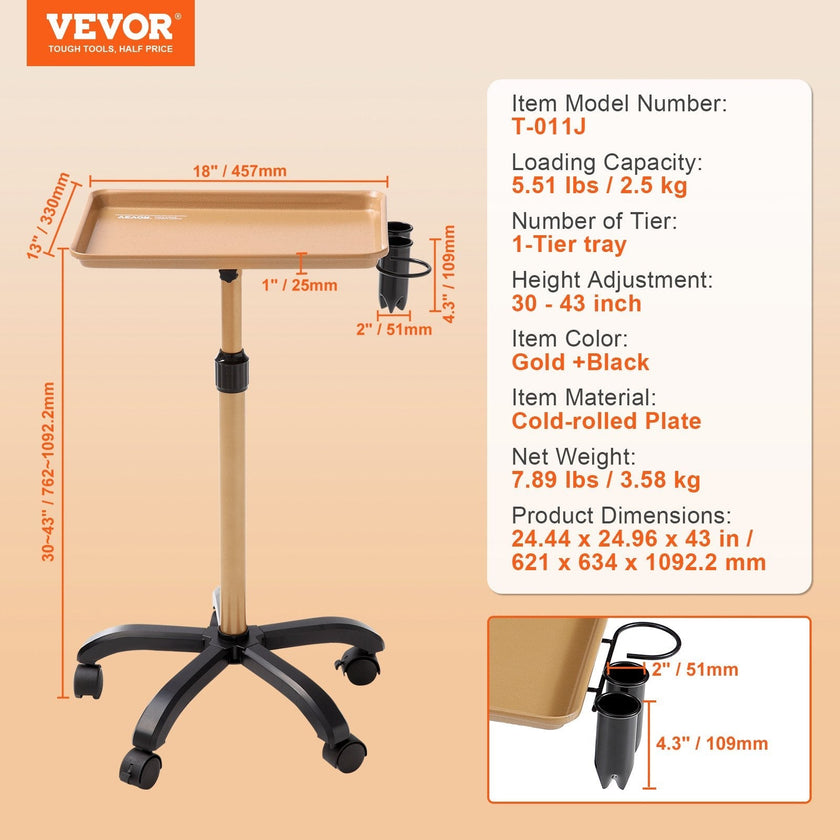 VEVOR Salon Tray Cart, 30