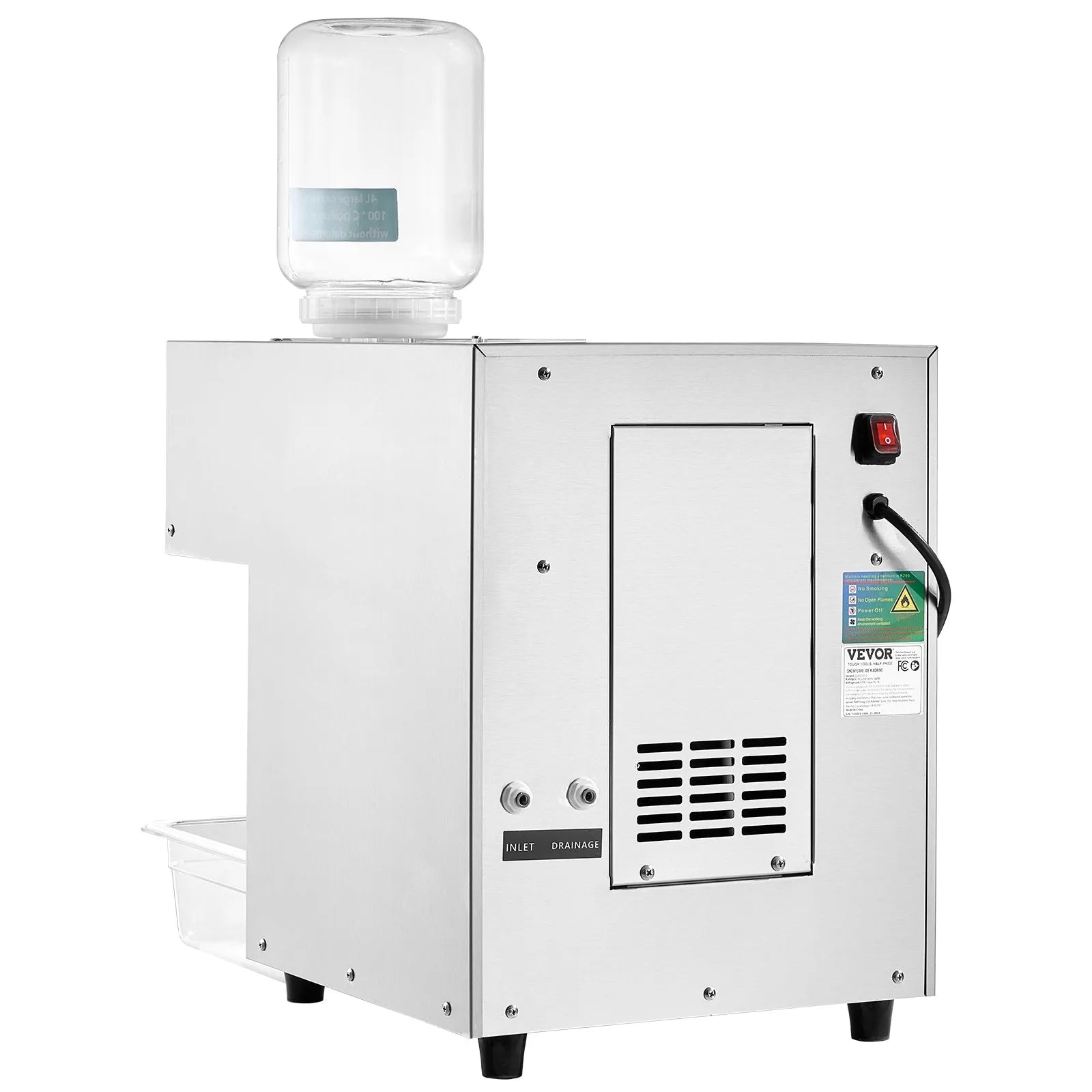VEVOR Commercial Snowflake Ice Machine 385LBS/24H Stainless Steel for Ice Cream