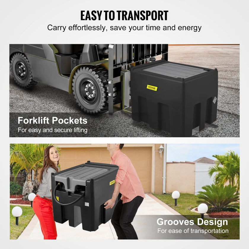 VEVOR Portable Diesel Tank, 116 Gallon Capacity & 10 GPM Flow Rate, Diesel Fuel Tank with 12V Electric Transfer Pump and 13.1ft Rubber Hose, PE Diesel Transfer Tank for Easy Fuel Transportation, Black