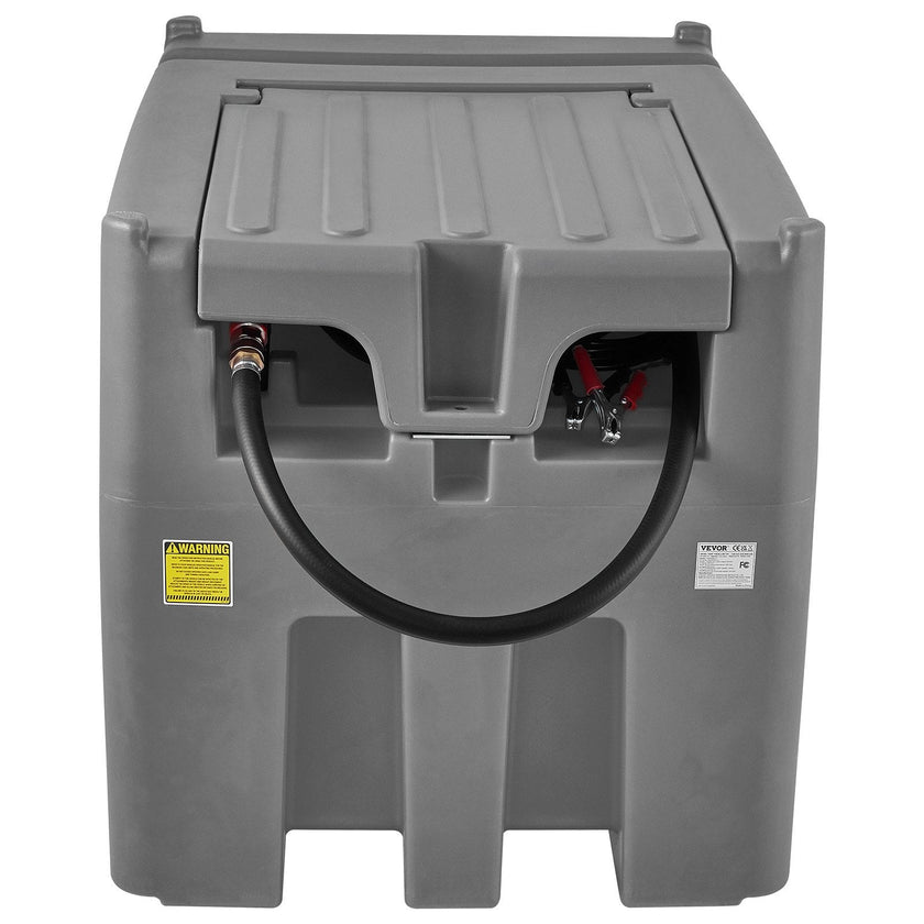VEVOR Portable Diesel Tank, 116 Gallon Capacity & 10 GPM Flow Rate, Diesel Fuel Tank with 12V Electric Transfer Pump and 13.1ft Rubber Hose, PE Diesel Transfer Tank for Easy Fuel Transportation, Gray