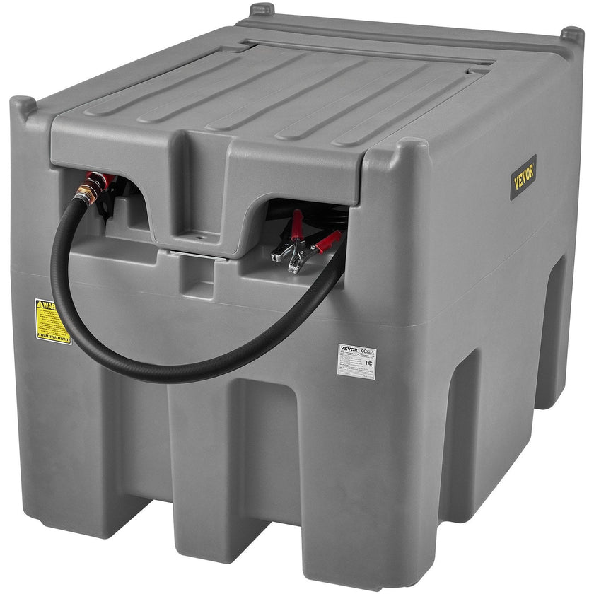 VEVOR Portable Diesel Tank, 116 Gallon Capacity & 10 GPM Flow Rate, Diesel Fuel Tank with 12V Electric Transfer Pump and 13.1ft Rubber Hose, PE Diesel Transfer Tank for Easy Fuel Transportation, Gray