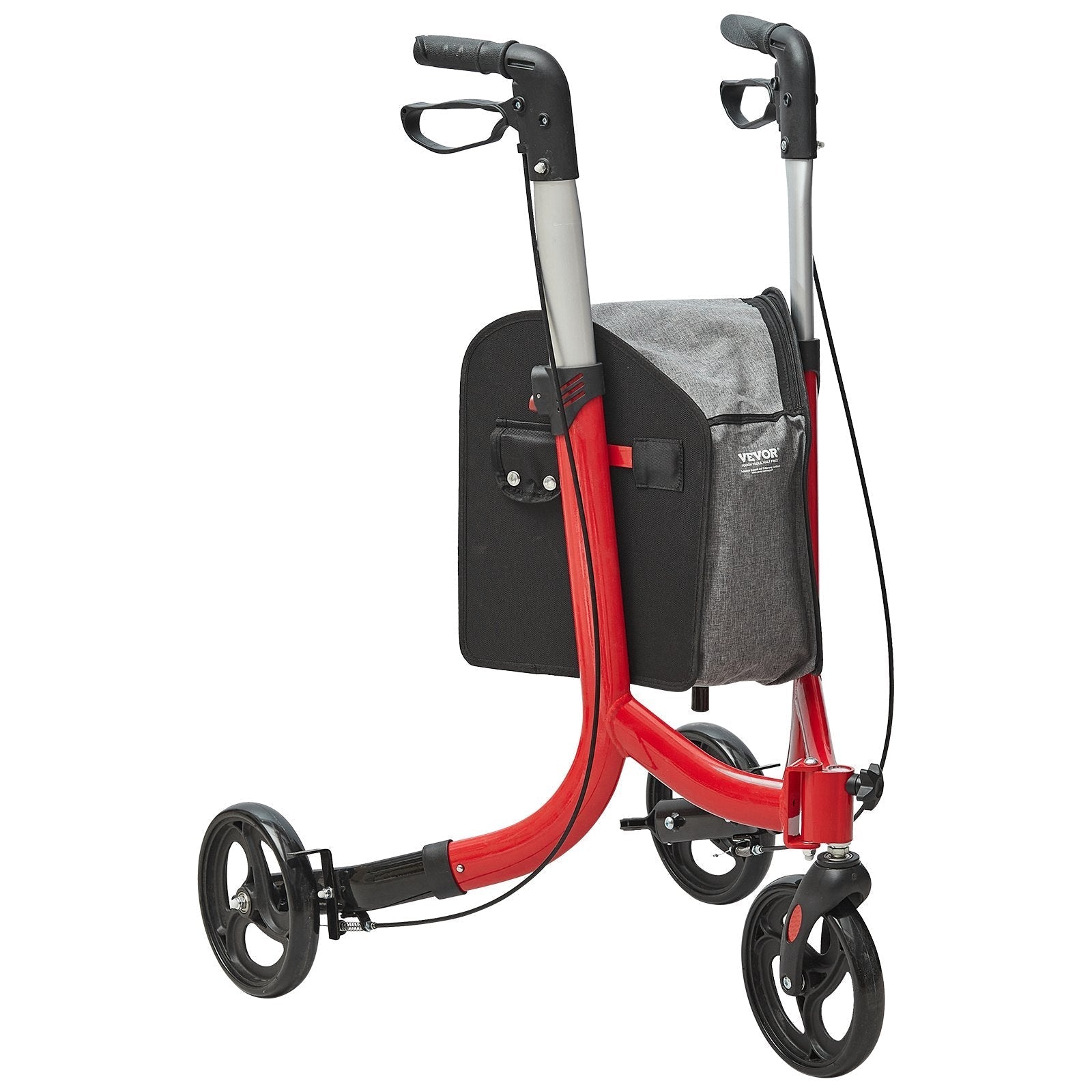 VEVOR 3 Wheels Rollator Walker for Seniors, Lightweight Aluminum Foldable Rolling Walker with Adjustable Handle, Outdoor Trio Mobility Walker with Large Wheels & Spacious Storage Bag, 260LBS Capacity