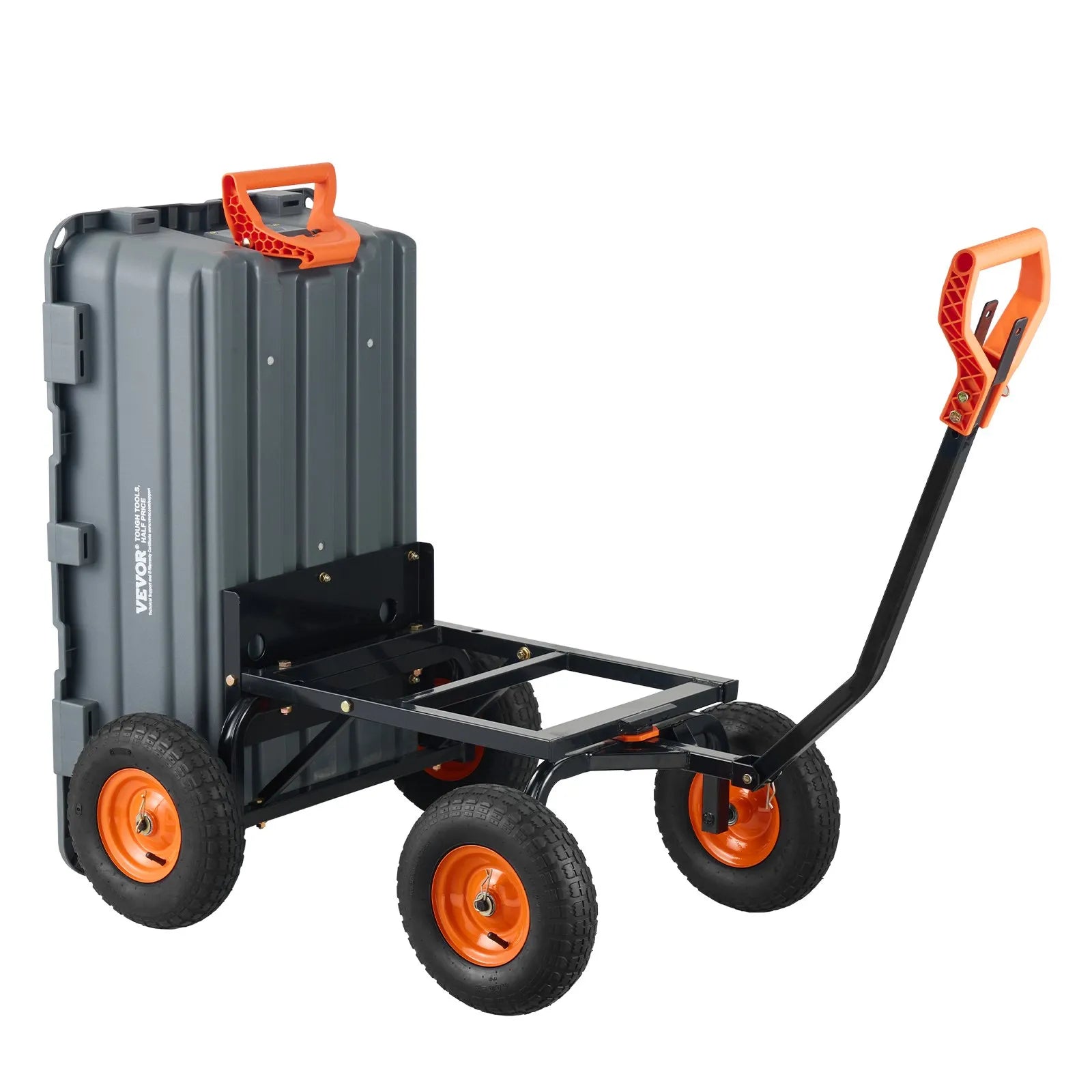 VEVOR Dump Cart, Poly Garden Dump Cart with Easy to Assemble Steel Frame, Dump Wagon with 2-in-1 Convertible Handle, 6.48 cu.ft Utility Wheelbarrow 1200 lbs Capacity, 13 inch Tires
