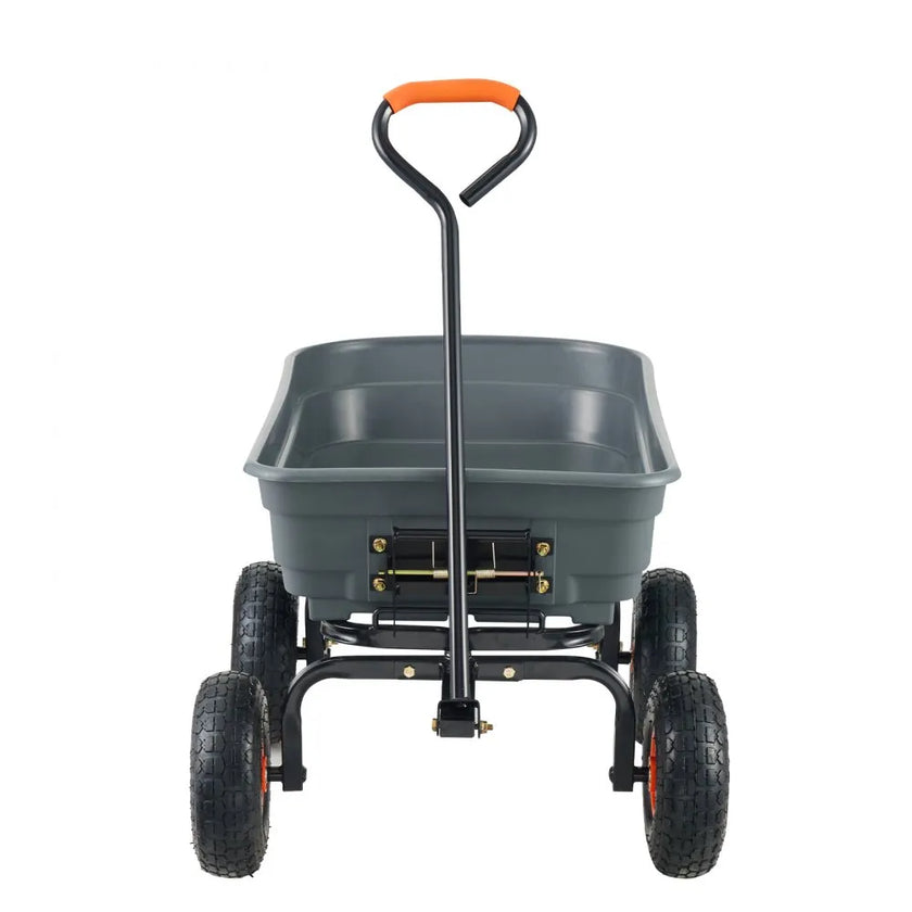 VEVOR Dump Cart, Poly Garden Dump Cart with Easy to Assemble Steel Frame, Dump Wagon with 2-in-1 Convertible Handle, Utility Wheelbarrow 600 lbs Capacity, 10 inch Tires