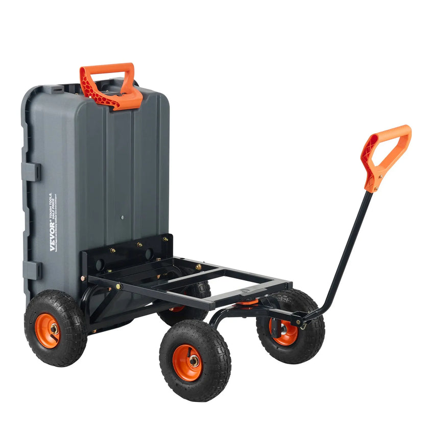 VEVOR Dump Cart, Poly Garden Dump Cart with Easy to Assemble Steel Frame, Dump Wagon with 2-in-1 Convertible Handle, Utility Wheelbarrow 800 lbs Capacity, 10 inch Tires