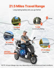 Heavy-Duty 3-Wheel Mobility Scooter for Seniors & Adults, 500 lb Capacity, 21.5 Mile Range, 1000W All-Terrain Electric Scooter
