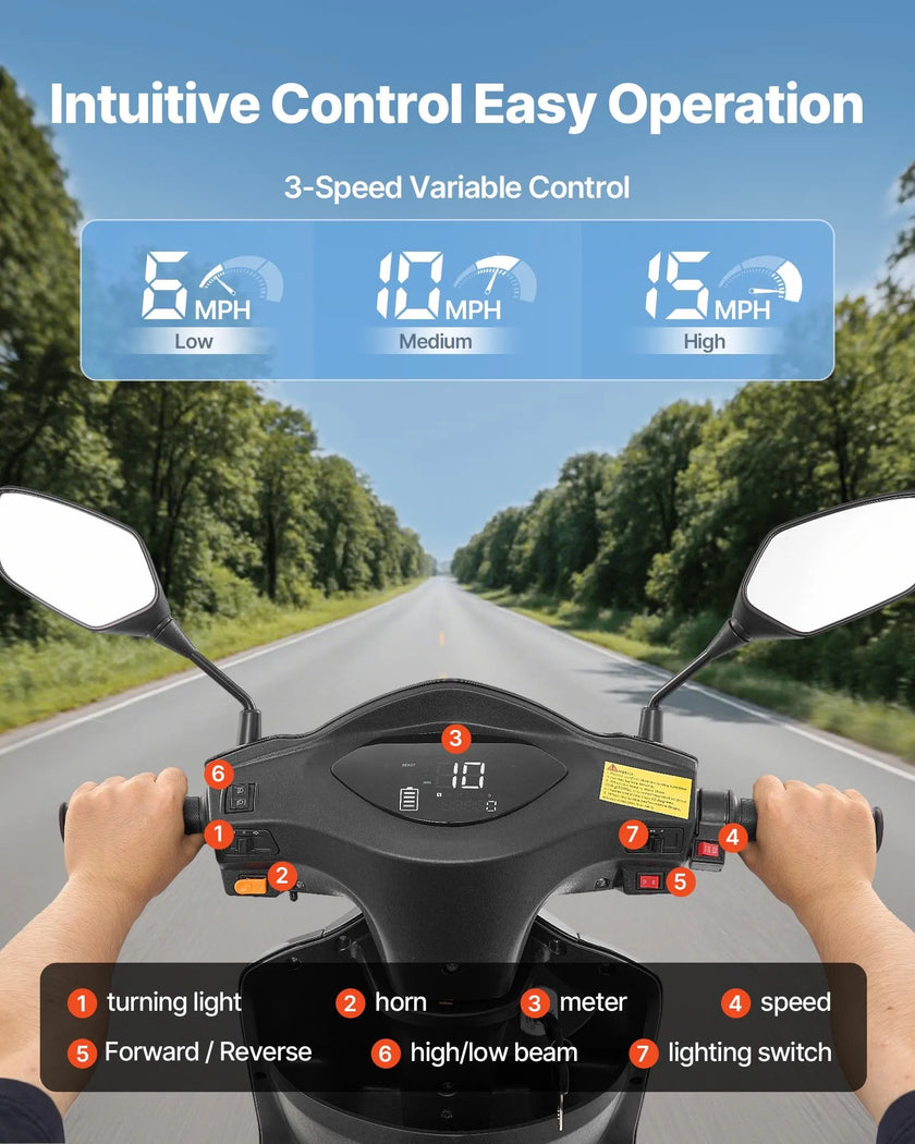 Heavy-Duty 3-Wheel Mobility Scooter for Seniors & Adults, 500 lb Capacity, 21.5 Mile Range, 1000W All-Terrain Electric Scooter