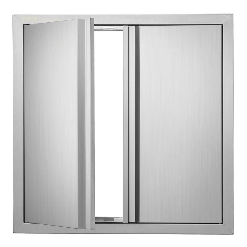 VEVOR BBQ Access Door, 24W x 24H Inch Double Outdoor Kitchen Door, Stainless Steel Flush Mount Door, Wall Vertical Door with Recessed Handles , for BBQ Island, Grilling Station, Outside Cabinet