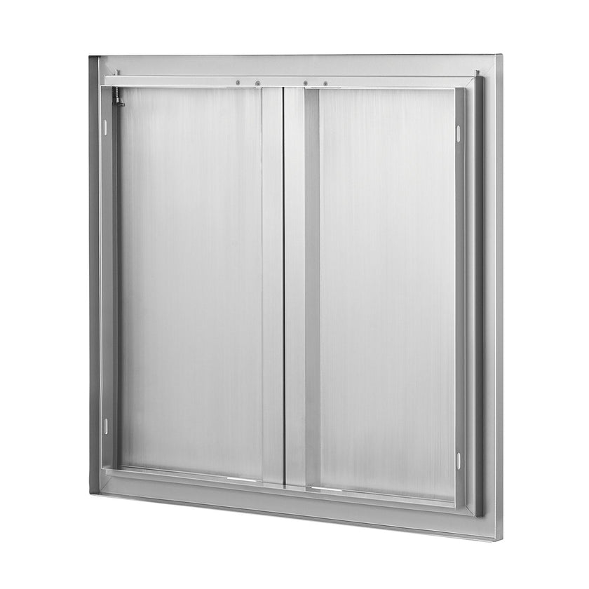 VEVOR BBQ Access Door, 26W x 24H Inch Double Outdoor Kitchen Door, Stainless Steel Flush Mount Door, Wall Vertical Door with Recessed Handles , for BBQ Island, Grilling Station, Outside Cabinet