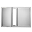 VEVOR BBQ Access Door, 28W x 19H Inch Double Outdoor Kitchen Door, Stainless Steel Flush Mount Door, Wall Vertical Door with Recessed Handles , for BBQ Island, Grilling Station, Outside Cabinet