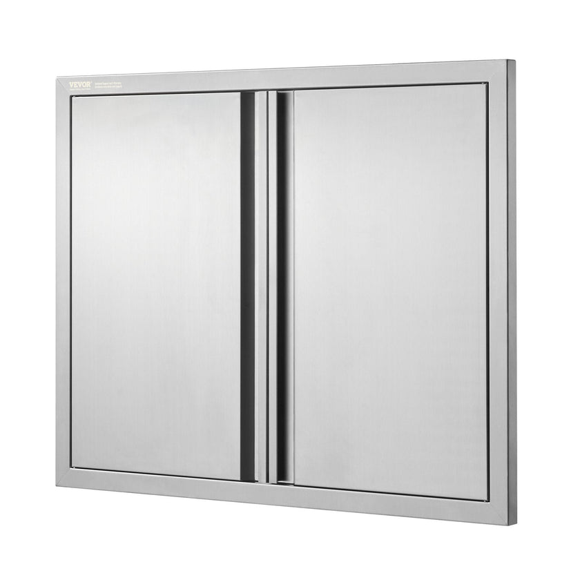 VEVOR BBQ Access Door, 31W x 24H Inch Double Outdoor Kitchen Door, Stainless Steel Flush Mount Door, Wall Vertical Door with Recessed Handles , for BBQ Island, Grilling Station, Outside Cabinet